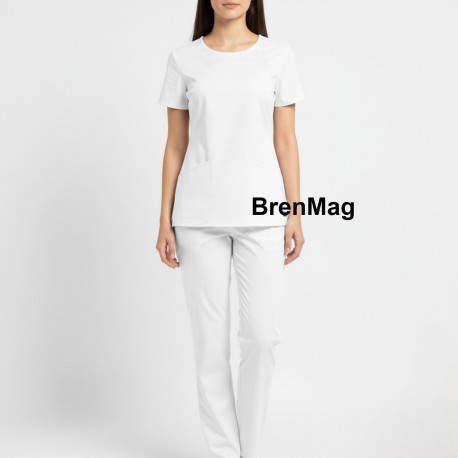 Costum Medical bumbac Dama cu decolteu rotund - Elegant